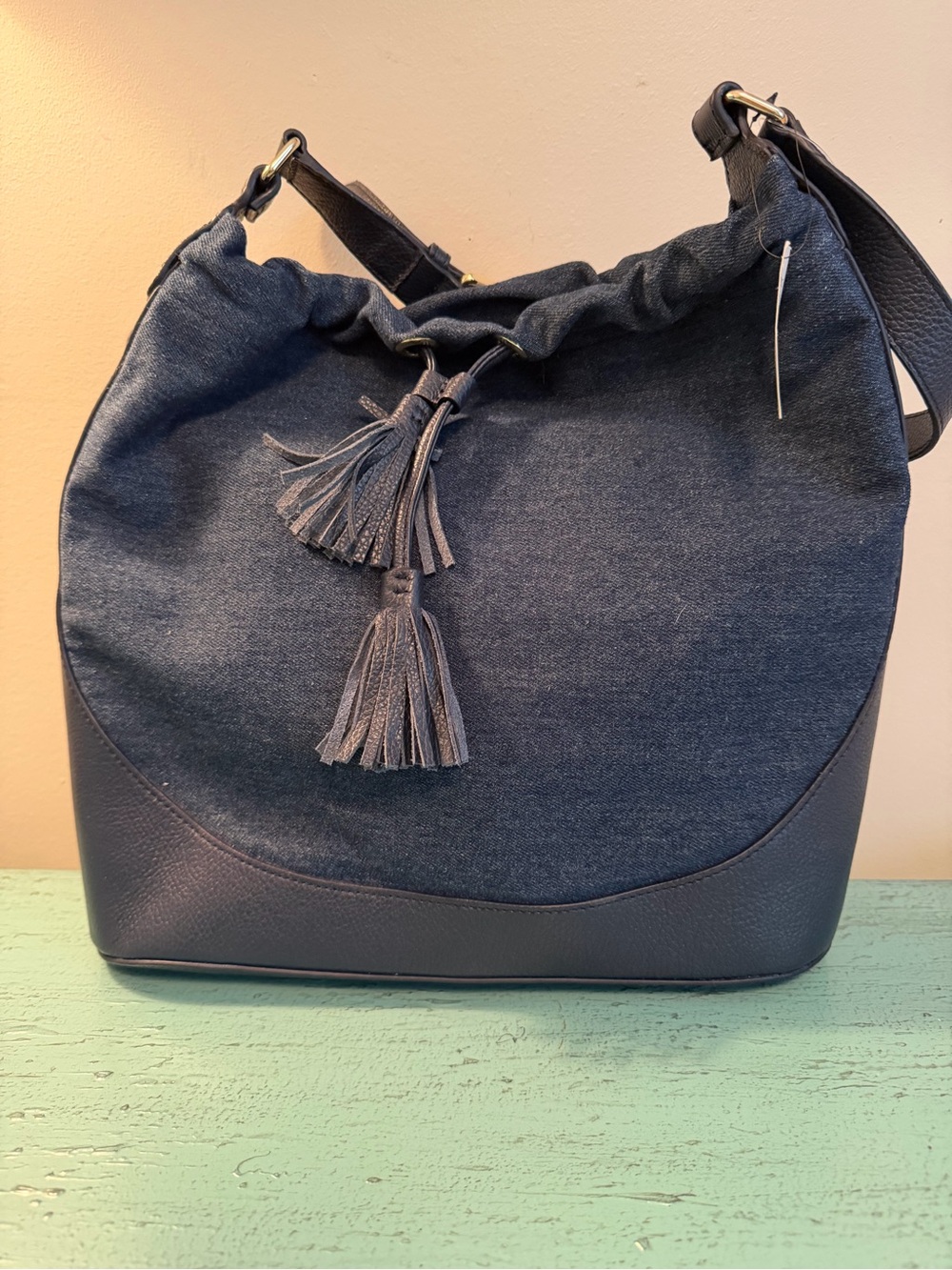 Talbots Navy Tassel Hobo Bag